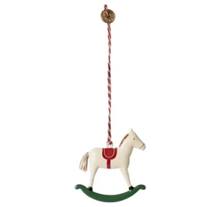 Zlevněný Vianočná plechová ozdoba Rocking Horse