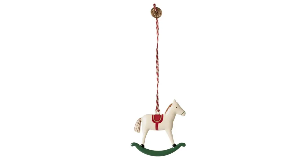 Zlevněný Vianočná plechová ozdoba Rocking Horse