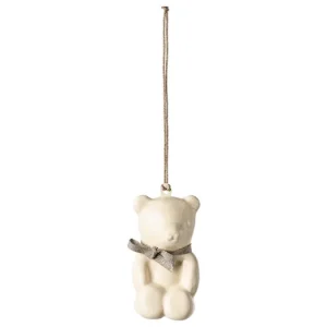 Super Cena Vianočná plechová ozdoba Teddy Off White - Blue