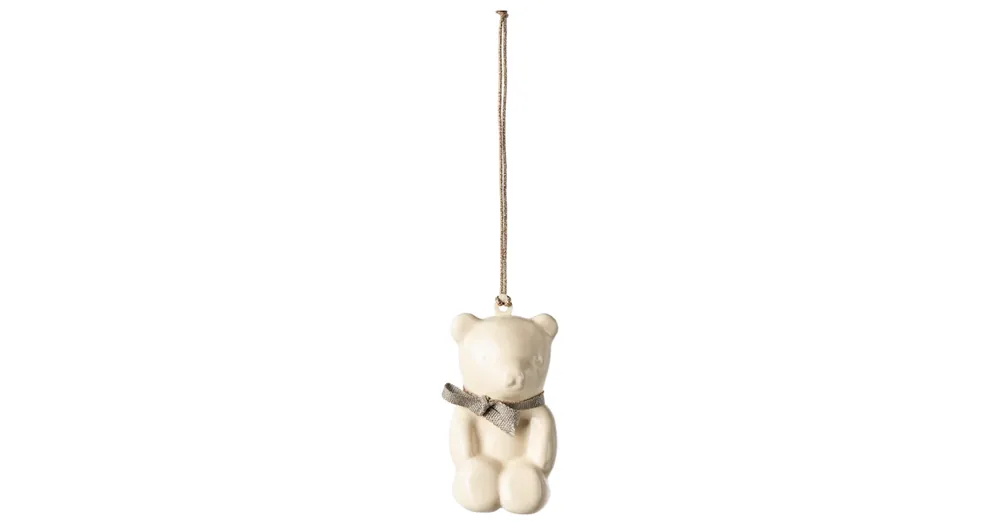 Super Cena Vianočná plechová ozdoba Teddy Off White - Blue
