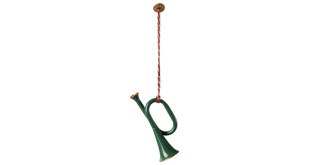 Vánoční plechová ozdoba Trumpet Dark Green Speciální Cena
