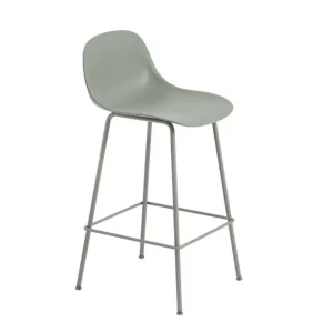 Odeslání Ihned Barová stolička Fiber Stool 65cm s opěrkou, Tube Base, dusty green