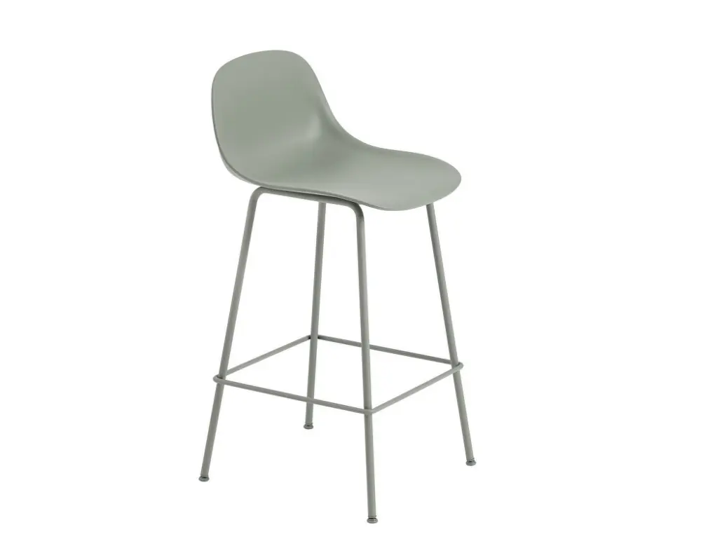 Odeslání Ihned Barová stolička Fiber Stool 65cm s opěrkou, Tube Base, dusty green
