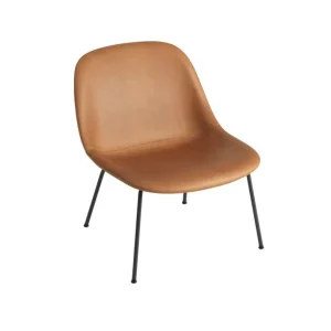 Křeslo Fiber Lounge Chair Tube Base, cognac leather / black Výprodej