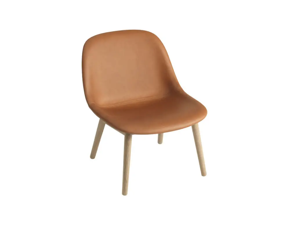 Křeslo Fiber Lounge Chair Wood Base, cognac leather / oak Výprodej