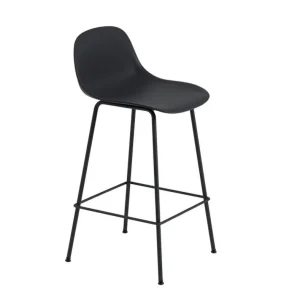 Nízká Cena Barová stolička Fiber Stool 65cm s opěrkou, Tube Base, black