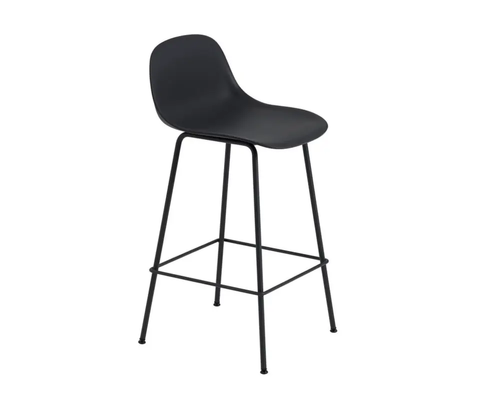 Nízká Cena Barová stolička Fiber Stool 65cm s opěrkou, Tube Base, black