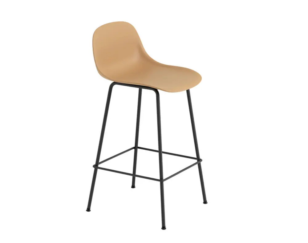 Výhodná Nabídka Barová stolička Fiber Stool 65cm s opěrkou, Tube Base, ochre