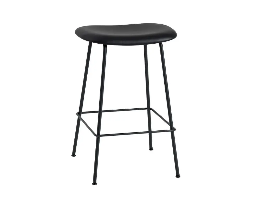 Zlevněný Barová stolička Fiber Stool 65cm Tube Base, black leather