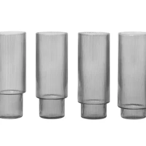 Sklenice Ripple Long Drink set 4ks, smoked grey Víkendová Akce