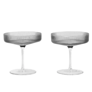 Skleničky Ripple Champagne Saucer set 2ks, smoked grey Speciální Cena