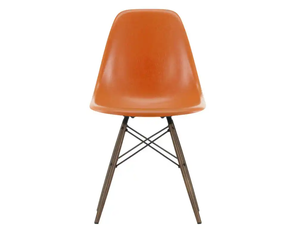Cenová Bomba Židle Eames Fiberglass DSW, red orange/dark maple