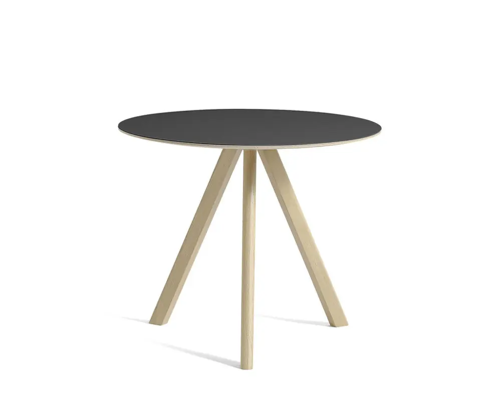 Stůl Copenhague CPH 20 Ø90, oak/black linoleum Expresní Doručení