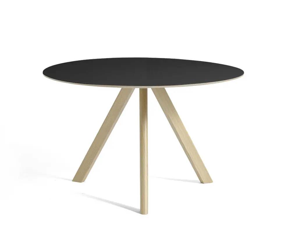 Stůl Copenhague CPH 20 Ø120, oak/black linoleum Rychlé Dodání