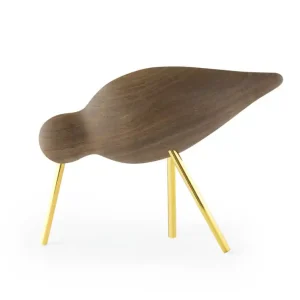 Značkový Dřevěný ptáček Shorebird Medium, walnut / brass