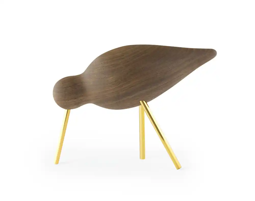 Značkový Dřevěný ptáček Shorebird Medium, walnut / brass