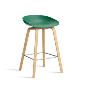 Značkový Barová stolička AAS 32 Low Lacquered Oak Veneer, teal green