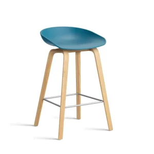 Novinka Barová stolička AAS 32 Low Lacquered Oak Veneer, azure blue