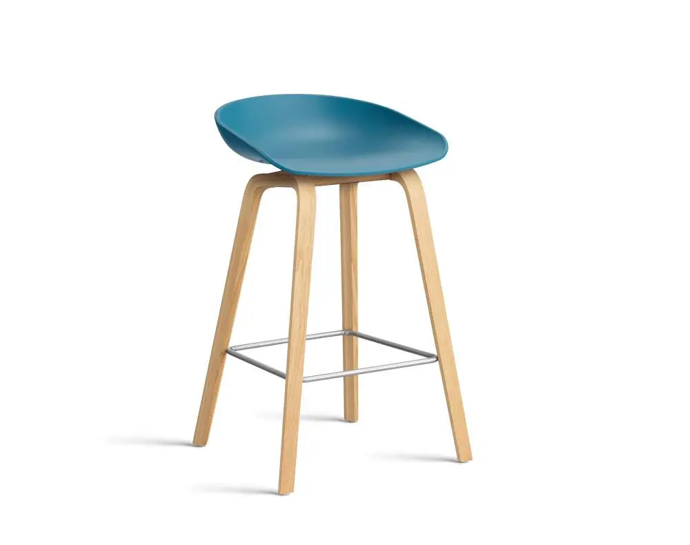 Novinka Barová stolička AAS 32 Low Lacquered Oak Veneer, azure blue