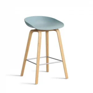Akce Barová stolička AAS 32 Low Lacquered Oak Veneer, dusty blue