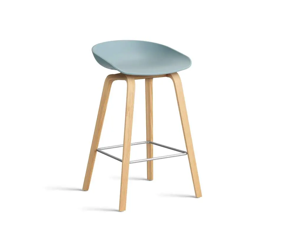 Akce Barová stolička AAS 32 Low Lacquered Oak Veneer, dusty blue