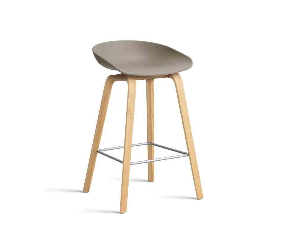 Barová stolička AAS 32 Low Lacquered Oak Veneer, khaki Ověřený