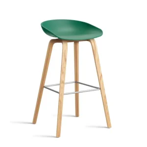 Barová stolička AAS 32 High Lacquered Oak Veneer, teal green Nejlepší Volba