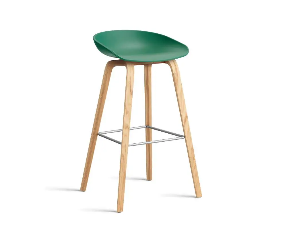 Barová stolička AAS 32 High Lacquered Oak Veneer, teal green Nejlepší Volba