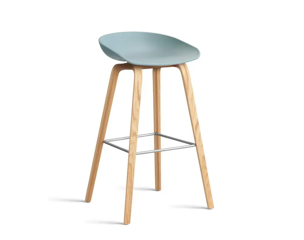 Barová stolička AAS 32 High Lacquered Oak Veneer, dusty blue Sleva
