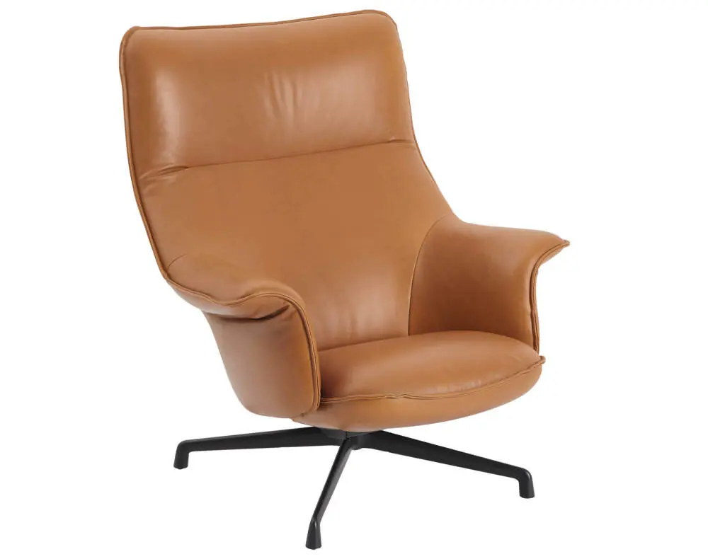 Poslední Šance Křeslo Doze Lounge Chair Swivel, Refine Leather Cognac / anthracite black