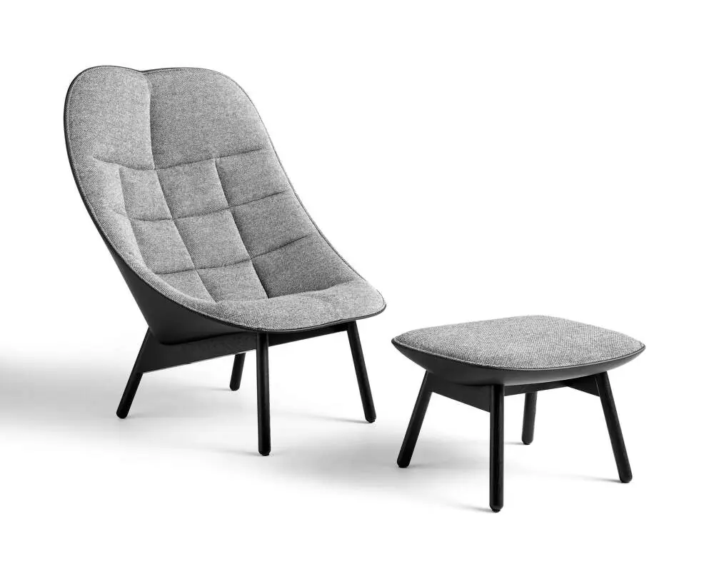 Sezónní Sleva Křeslo Uchiwa Quilt s otomanem, black oak / Hallingdal 166 / Sierra SI1001