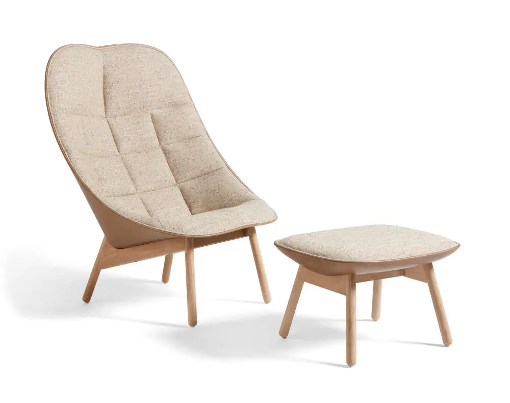 Nakupujte Hned Křeslo Uchiwa Quilt s otomanem, lacquered solid oak / Bolgheri LGG60 / Sense Nougat