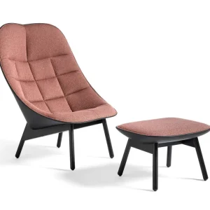Křeslo Uchiwa Quilt s otomanem, black solid oak / Olavi 12 / Sierra SI1001 Vrácení Zdarma