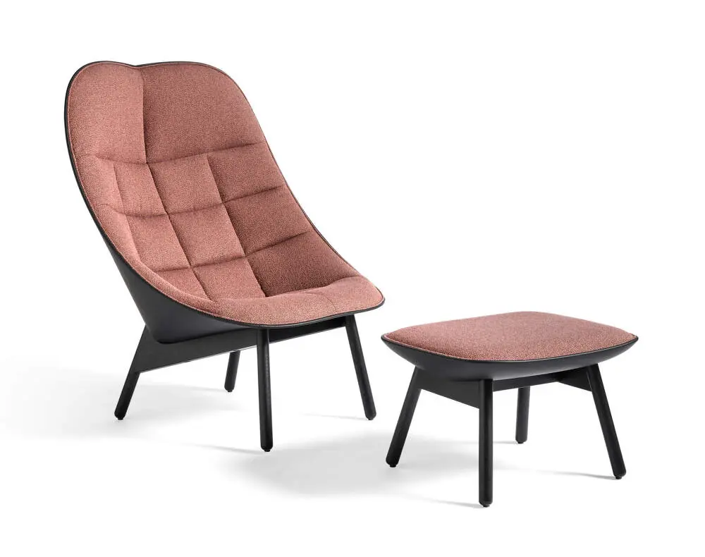 Křeslo Uchiwa Quilt s otomanem, black solid oak / Olavi 12 / Sierra SI1001 Vrácení Zdarma