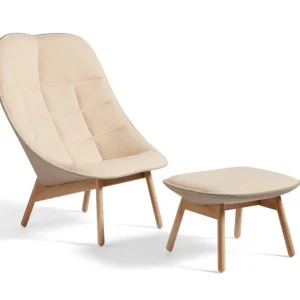 Nejlepší Volba Křeslo Uchiwa Quilted s otomanem, Lacquered Oak / Flamiber Sand J7 / Remix 233