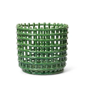 Sleva Organizér Ceramic Basket Large, emerald green