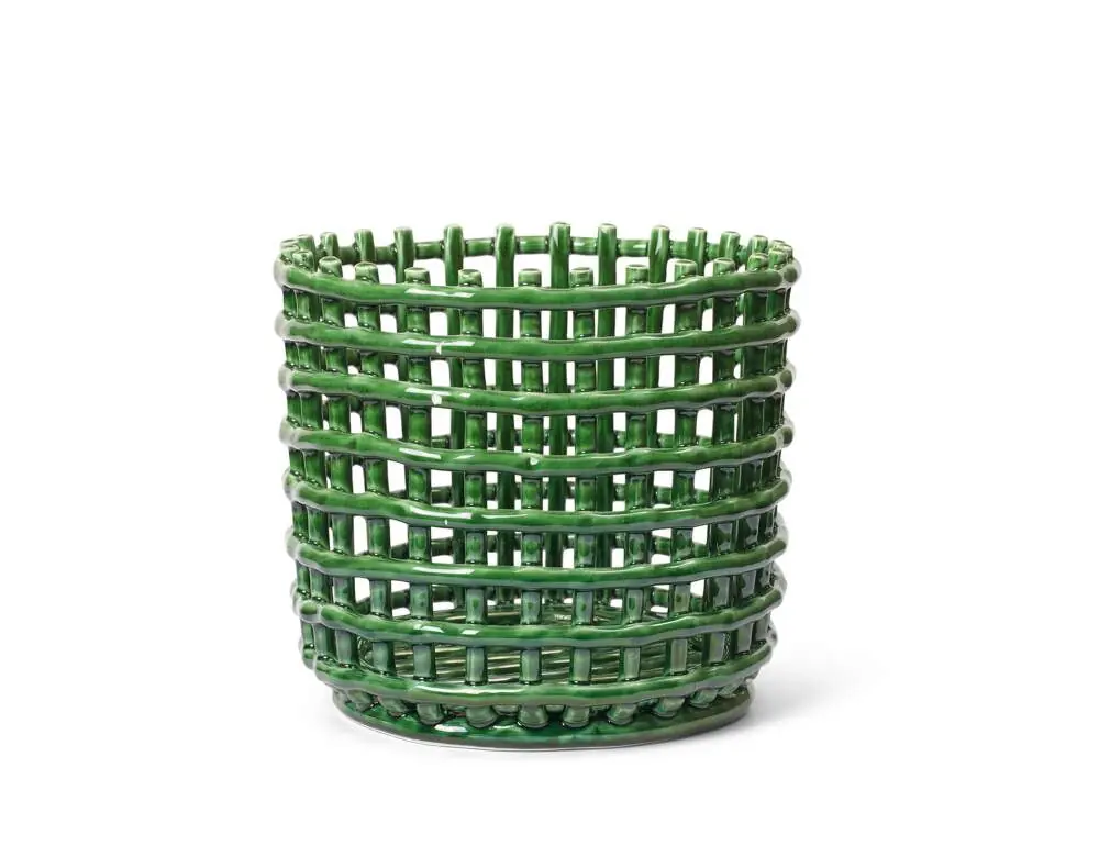Sleva Organizér Ceramic Basket Large, emerald green
