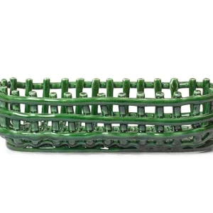 Vrácení Zdarma Organizér Ceramic Basket Oval, emerald green