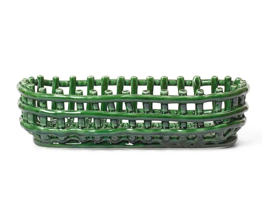 Vrácení Zdarma Organizér Ceramic Basket Oval, emerald green
