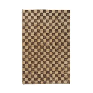 Výprodej Jutový koberec Check Wool 140x200, coffee/natural