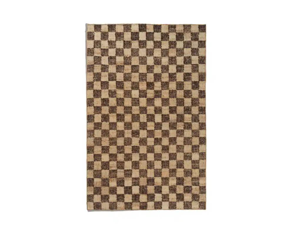 Výprodej Jutový koberec Check Wool 140x200, coffee/natural
