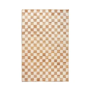 Tovární Cena Jutový koberec Check Wool 140x200, off-white/natural