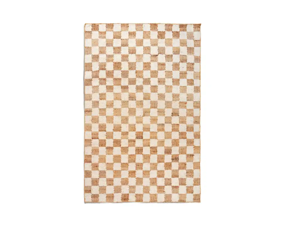 Tovární Cena Jutový koberec Check Wool 140x200, off-white/natural