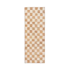 Finální Výprodej Jutový koberec Check Wool Runner 70x180, off-white/natural