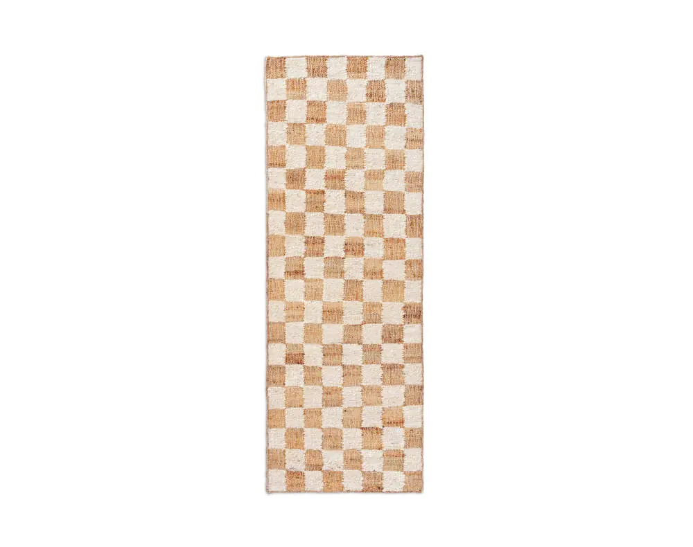 Finální Výprodej Jutový koberec Check Wool Runner 70x180, off-white/natural