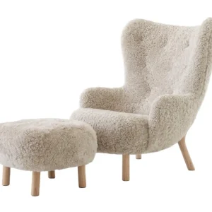 Časově Omezené Křeslo Petra VB3 a pouf ATD1, oak/sheepskin Moonlight