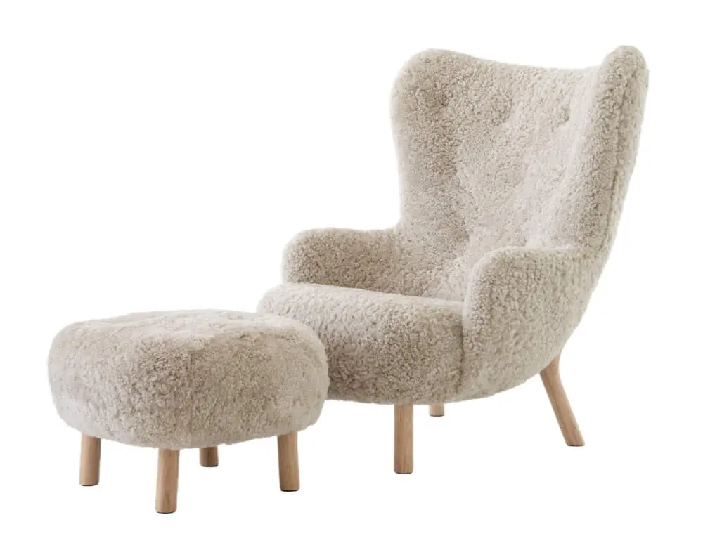 Časově Omezené Křeslo Petra VB3 a pouf ATD1, oak/sheepskin Moonlight