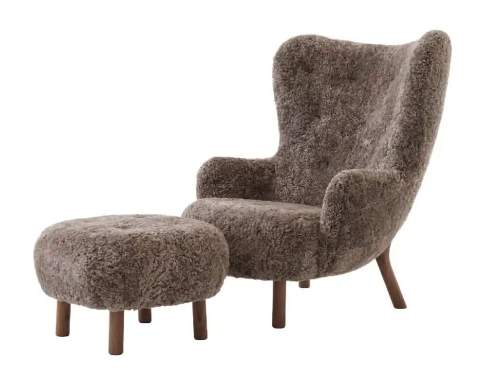 Odeslání Ihned Křeslo Petra VB3 a pouf ATD1, walnut/sheepskin Sahara