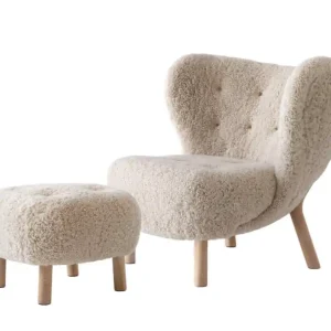 Omezená Nabídka Křeslo Little Petra VB1 a pouf ATD1, oak/sheepskin Moonlight