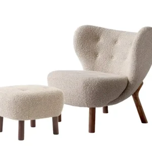 Poslední Šance Křeslo Little Petra VB1 a pouf ATD1, walnut/Karakorum 003